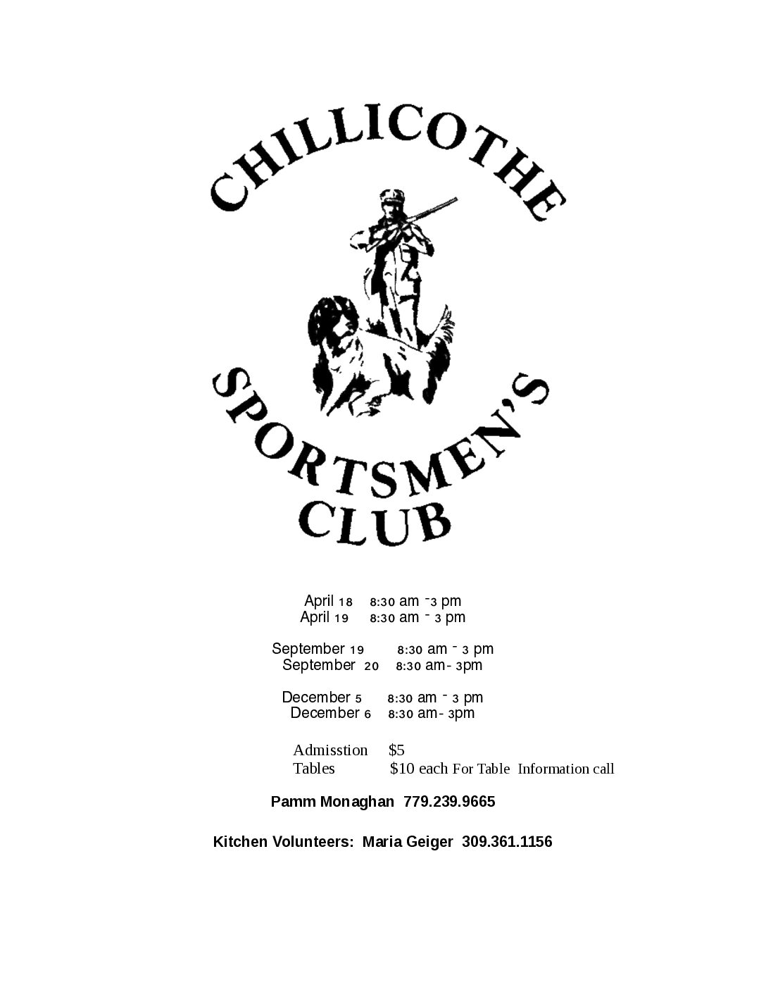 Chillicothe Sportsmen’s Club Gun & Knife Show Flyer